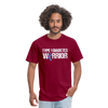 Type 1 Diabetes Warrior Blue Ribbon Pride T-Shirt - burgundy