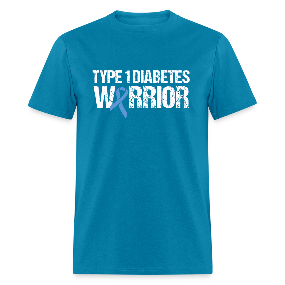 Type 1 Diabetes Warrior Blue Ribbon Pride T-Shirt - turquoise