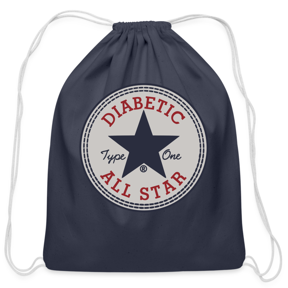 Diabetic Type One All Star Diabetic Supplies Storage Cotton Drawstring Bag - navy