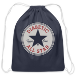 Diabetic Type One All Star Diabetic Supplies Storage Cotton Drawstring Bag - navy