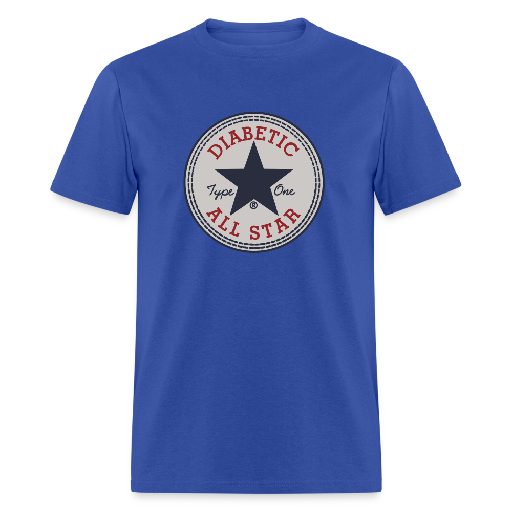 Type 1 All-Star Diabetic Morale Adult Unisex Ringspun Cotton T-Shirt - royal blue