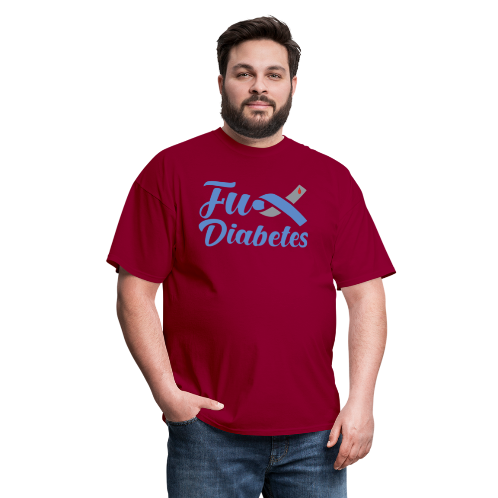 Fu*K Diabetes Blue Ribbon Diabetic Awareness Unisex T-Shirt - dark red