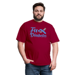 Fu*K Diabetes Blue Ribbon Diabetic Awareness Unisex T-Shirt - dark red