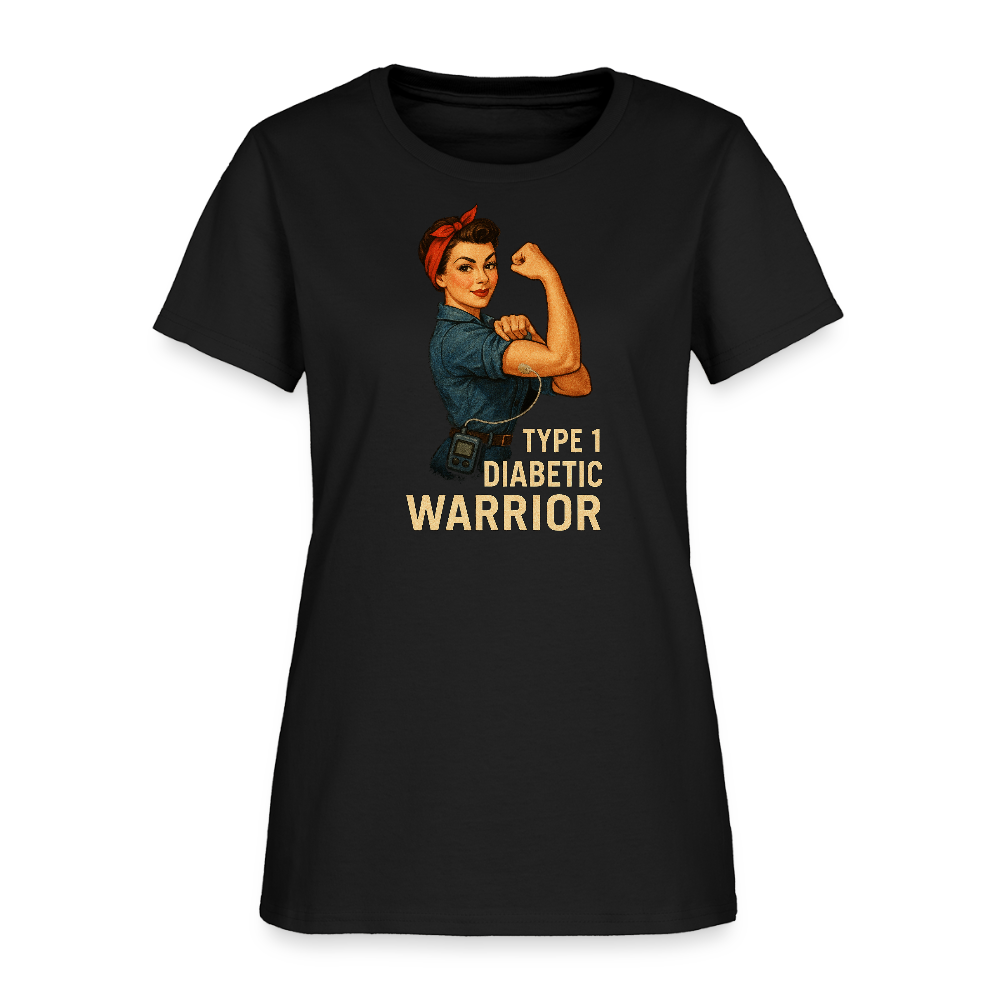 Type 1 Diabetic Warrior Pin-up Style Women's T-Shirt - black
