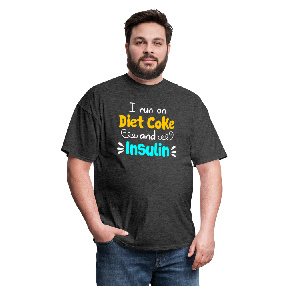 I Run On Diet Coke And Insulin Adult Funny Diabetes Awareness Unisex T-Shirt - heather black