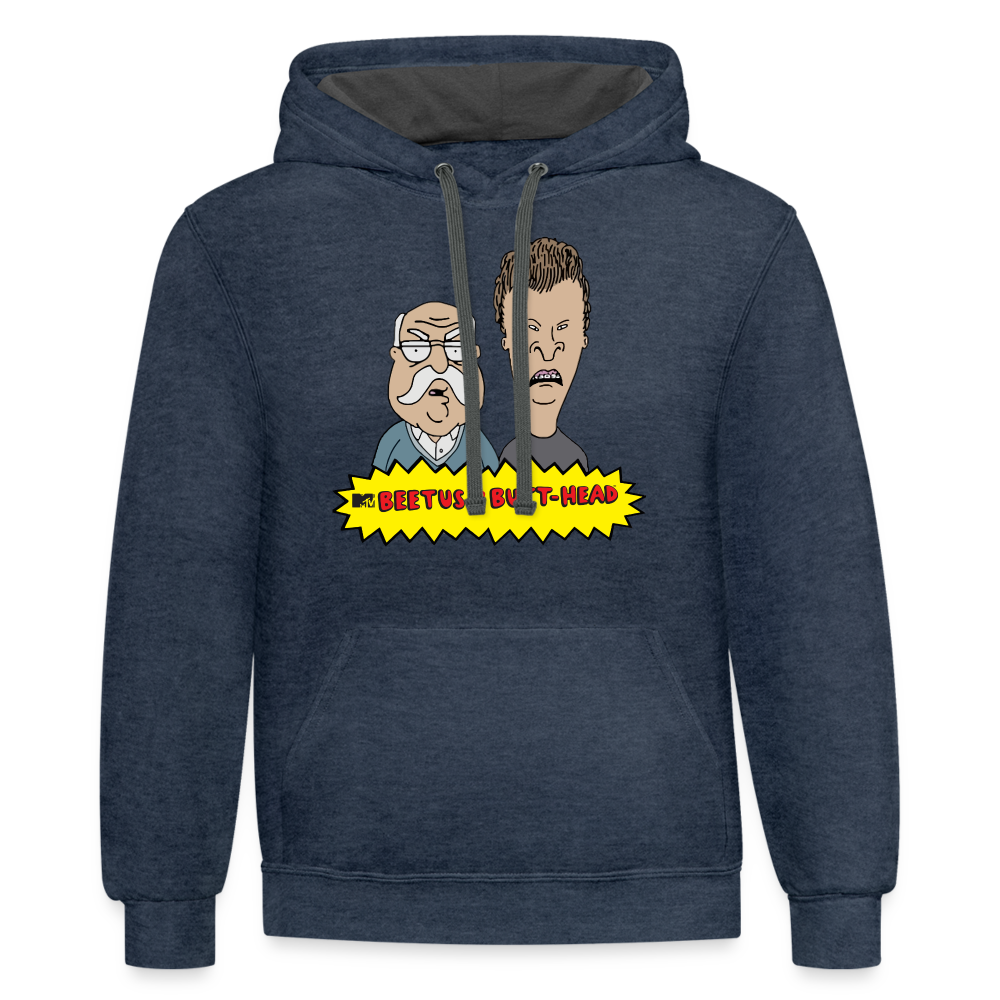 Beetus and Butthead "W. Brimley Mashup"  Premium Adult Hoodie - indigo heather/asphalt