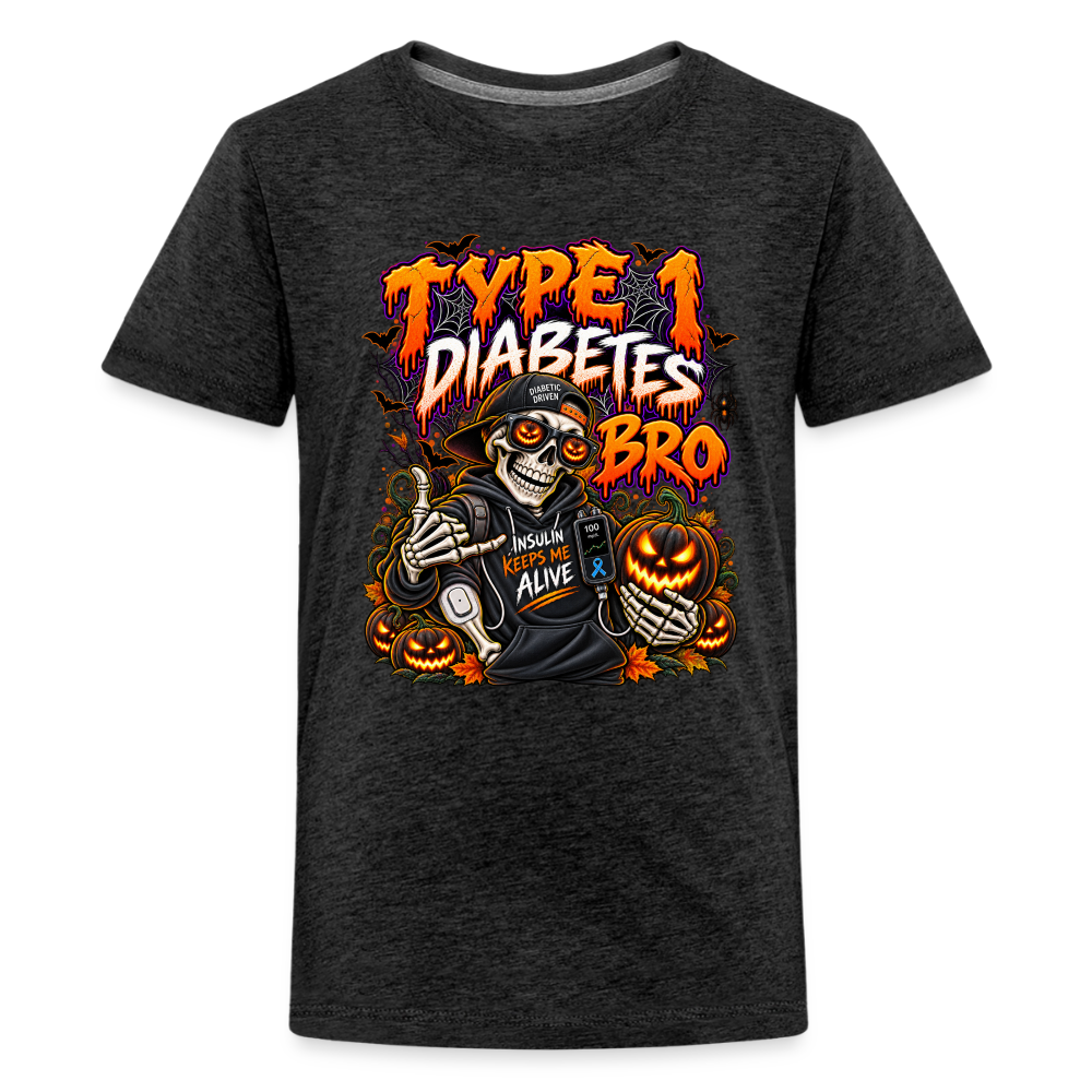 T1D BRO! Halloween Kids' & Youth Premium T-Shirt - charcoal grey