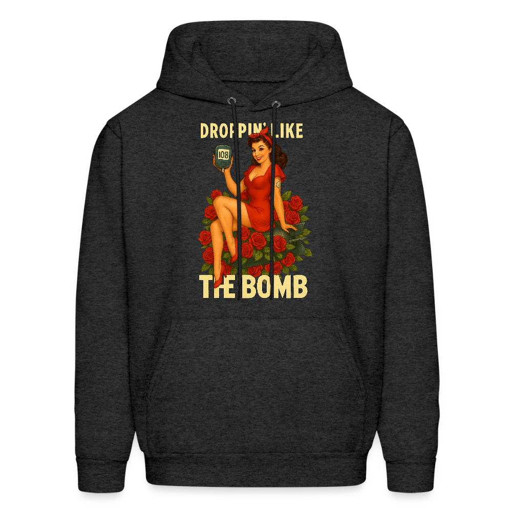 Droppin' Like The Bomb T1D Awarness Pin-up Style Unisex Hoodie - charcoal grey