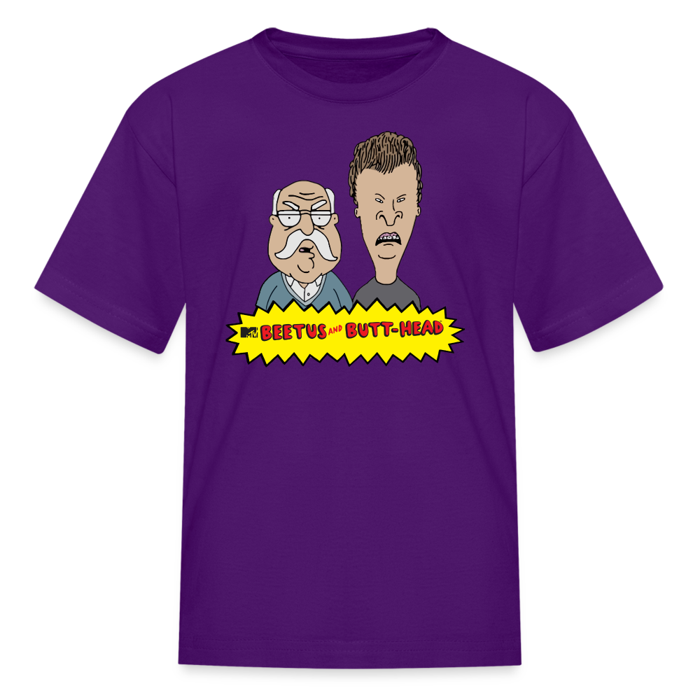 Beetus and Butthead kids diabetes humor T-shirt in purple