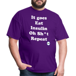 It goes Eat Insulin Oh Sh*t Repeat Parody Unisex Classic T-Shirt - purple