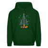 Diabetes Awareness Blue Ribbon Holiday Christmas Tree Sweater - forest green