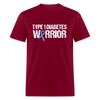 Type 1 Diabetes Warrior Blue Ribbon Pride T-Shirt - burgundy