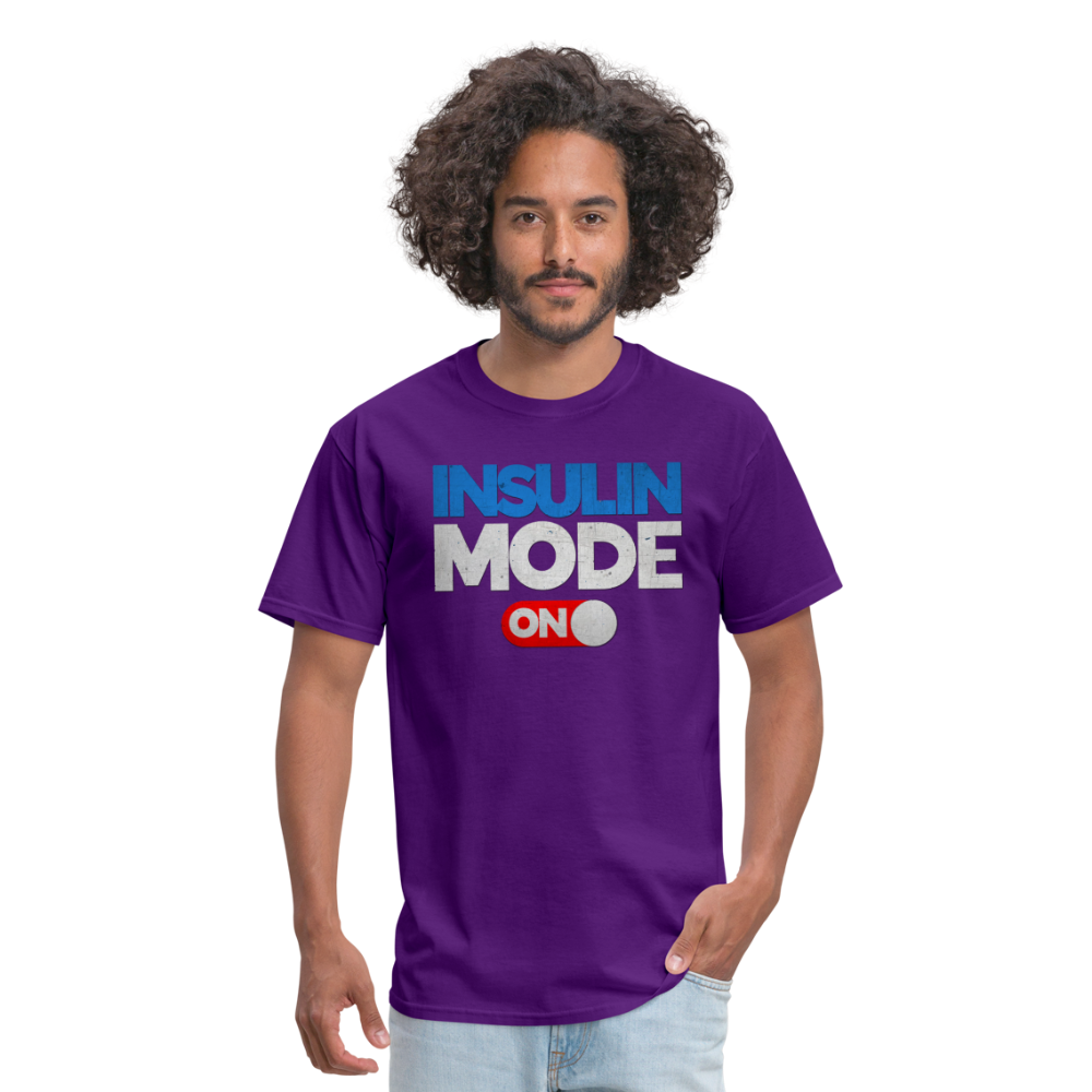 Insulin Mode "ON" Adult Diabetic Humor Unisex T-Shirt - purple