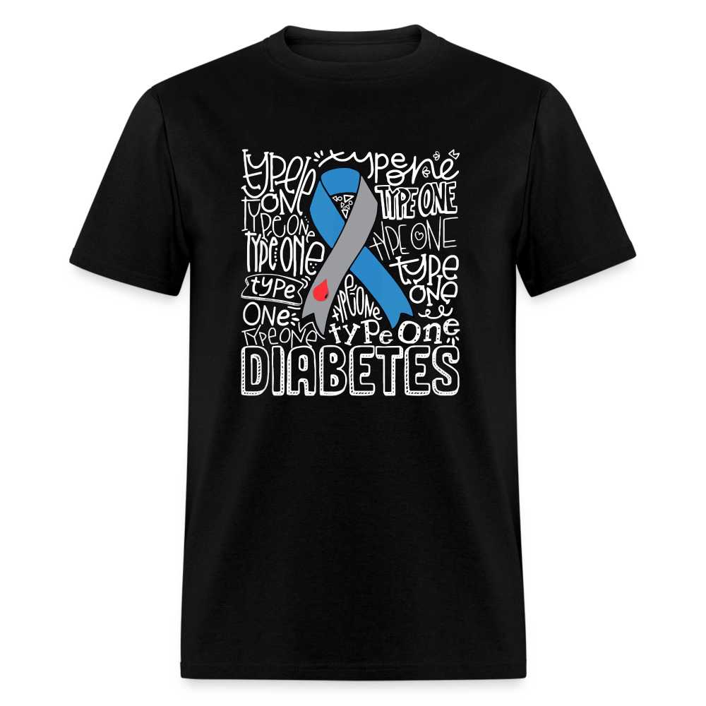 Diabetes Awareness Ribbon Word Art Artwork Unisex Softyle T-Shirt - black