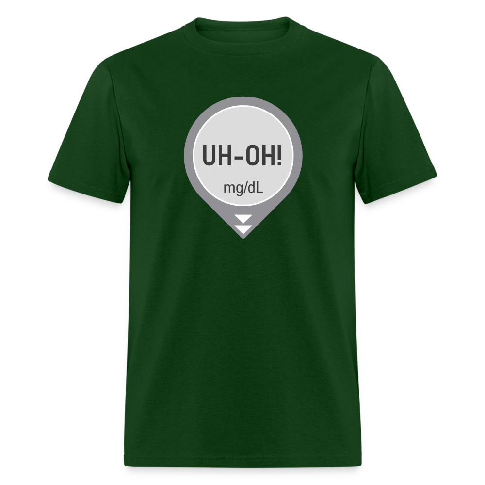 UH-OH! Dexcom Lows Alert Humor Adult Unisex T-Shirt - forest green