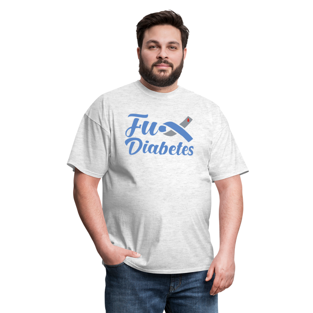 Fu*K Diabetes Blue Ribbon Diabetic Awareness Unisex T-Shirt - light heather gray