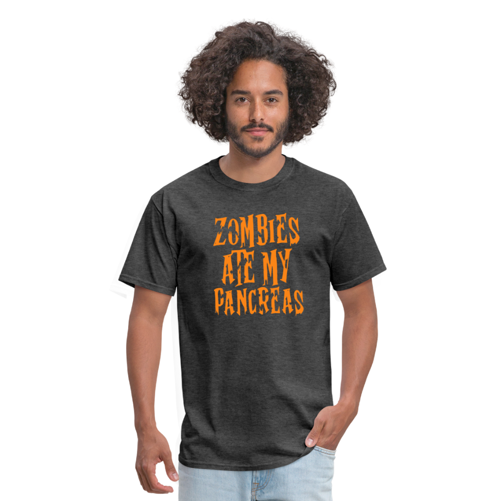 Zombies Ate My Pancreas Diabetic Humor Adult T-Shirt - heather black