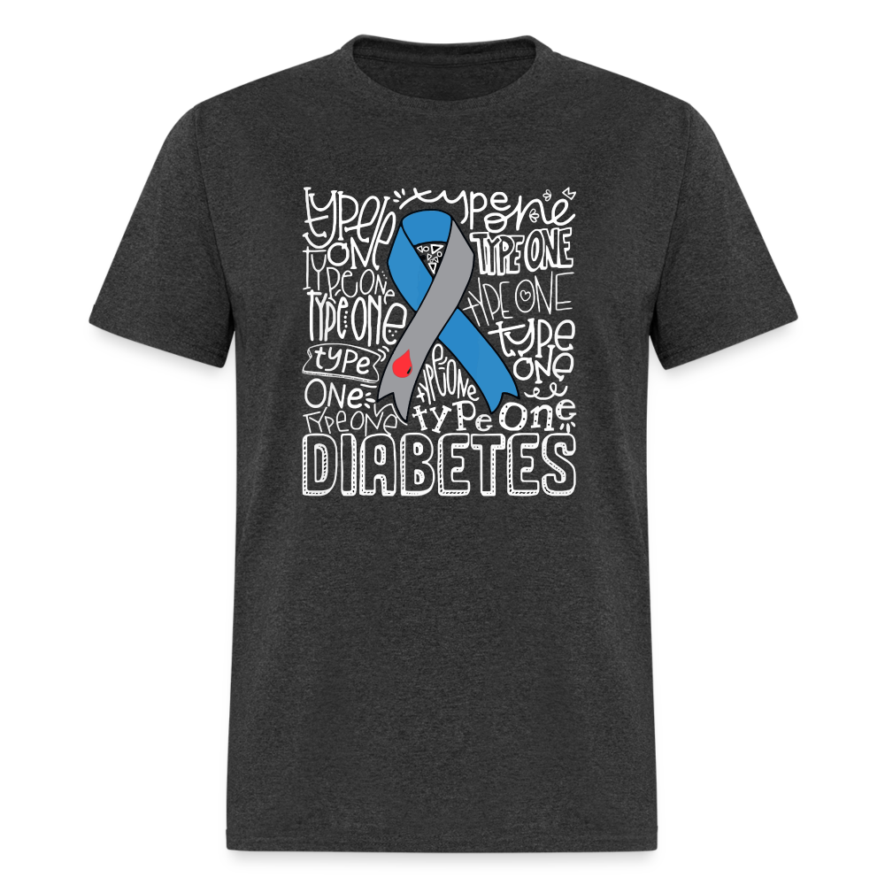 Diabetes Awareness Ribbon Word Art Artwork Unisex Softyle T-Shirt - heather black