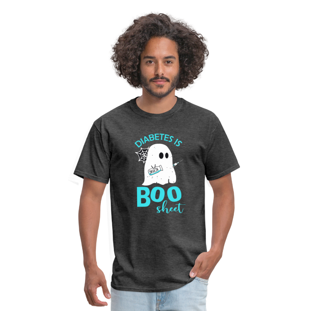 Diabetes Is Boo Sheet Funny Diabetic Halloween Humor Unisex T-Shirt - heather black