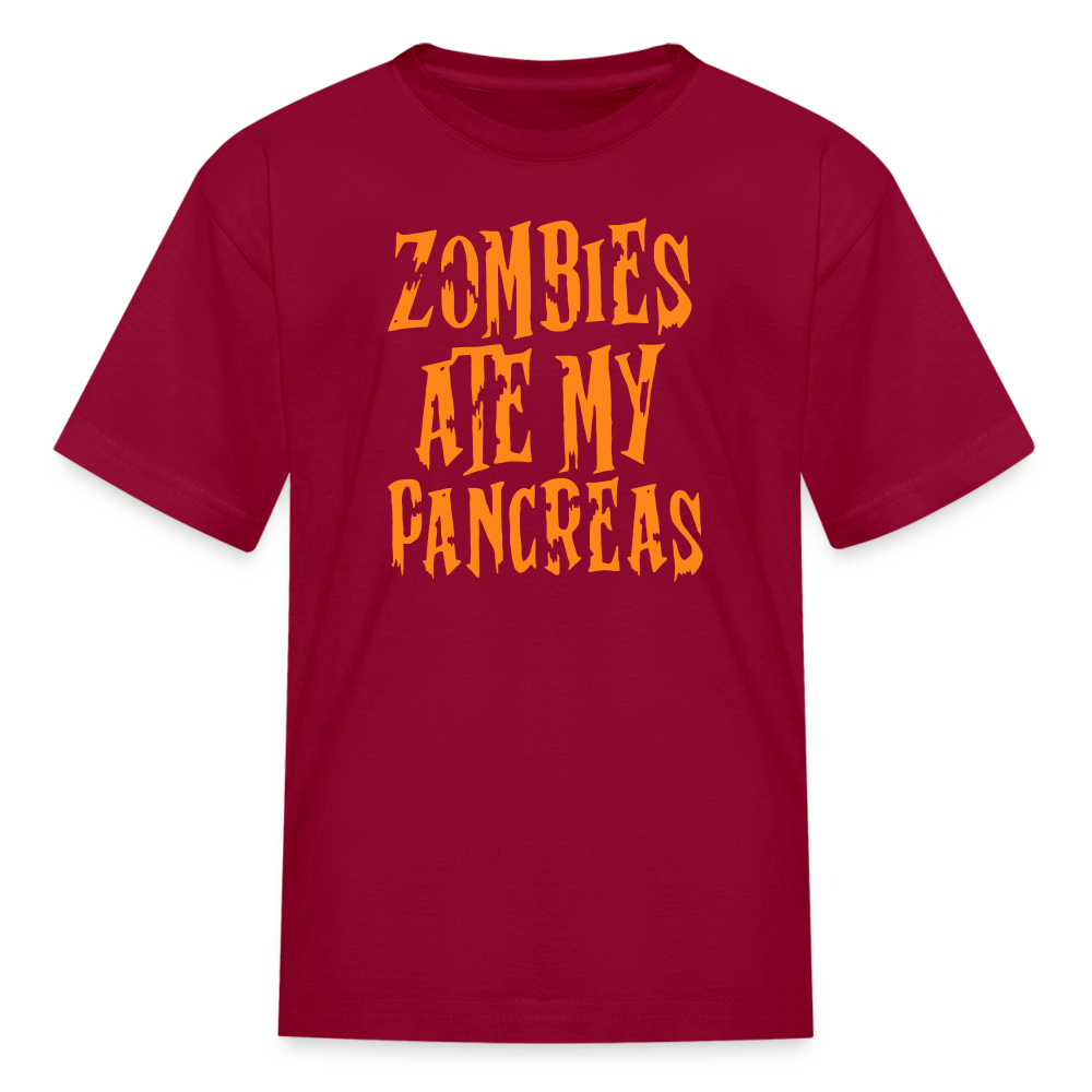 Zombies Ate My Pancreas Halloween Kids' T-Shirt - dark red