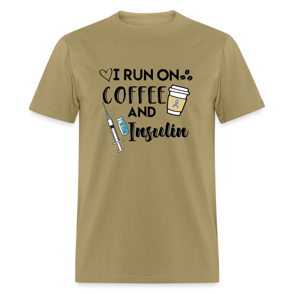 I Run On Coffee & Insulin Adult Unisex Softstyle T-Shirt - khaki