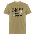 I Run On Coffee & Insulin Adult Unisex Softstyle T-Shirt - khaki