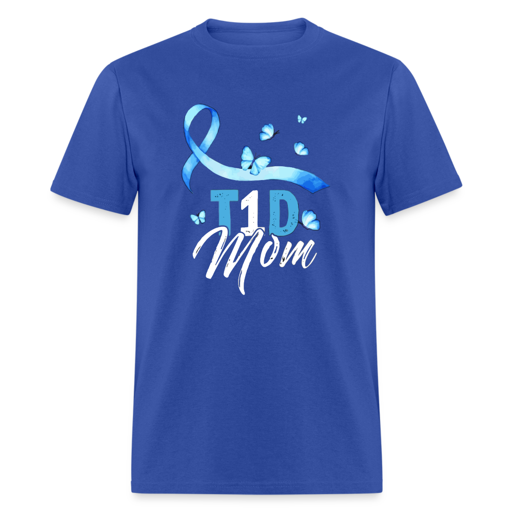 T1D Mom Blue Diabetes Ribbon Awareness Unisex Classic T-Shirt - royal blue