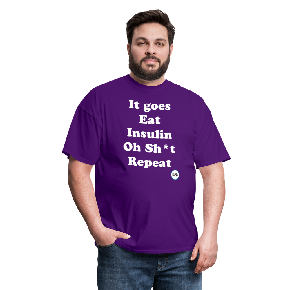 It goes Eat Insulin Oh Sh*t Repeat Parody Unisex Classic T-Shirt - purple