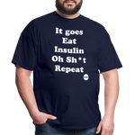 It goes Eat Insulin Oh Sh*t Repeat Parody Unisex Classic T-Shirt - navy