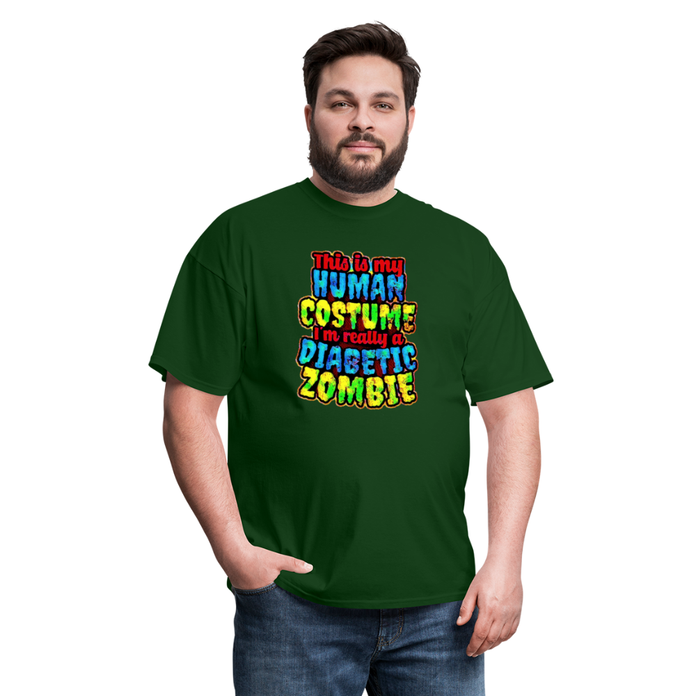Human Costume Diabetic Zombie T-Shirt Halloween Humor : Unisex Tee Shirt - forest green