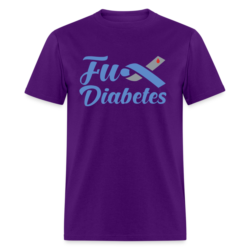 Fu*K Diabetes Blue Ribbon Diabetic Awareness Unisex T-Shirt - purple