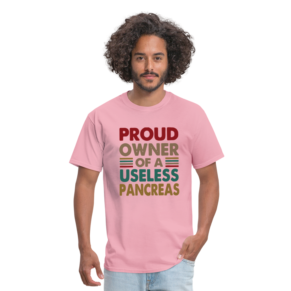 Proud Owner Of A Useless Pancreas Softstyle Unisex T-Shirt - pink