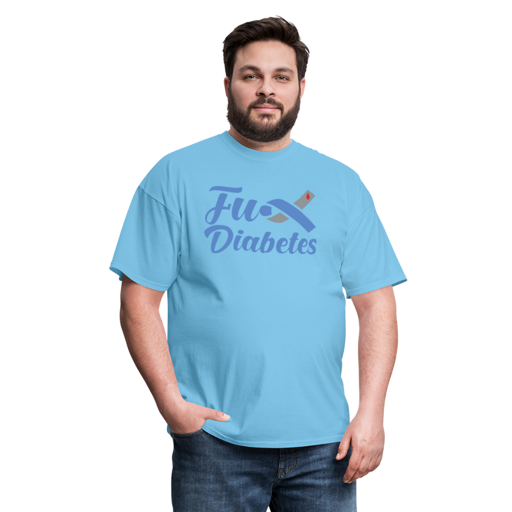 Fu*K Diabetes Blue Ribbon Diabetic Awareness Unisex T-Shirt - aquatic blue