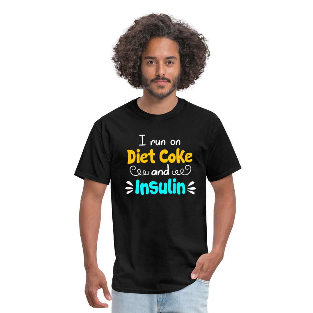 I Run On Diet Coke And Insulin Adult Funny Diabetes Awareness Unisex T-Shirt - black