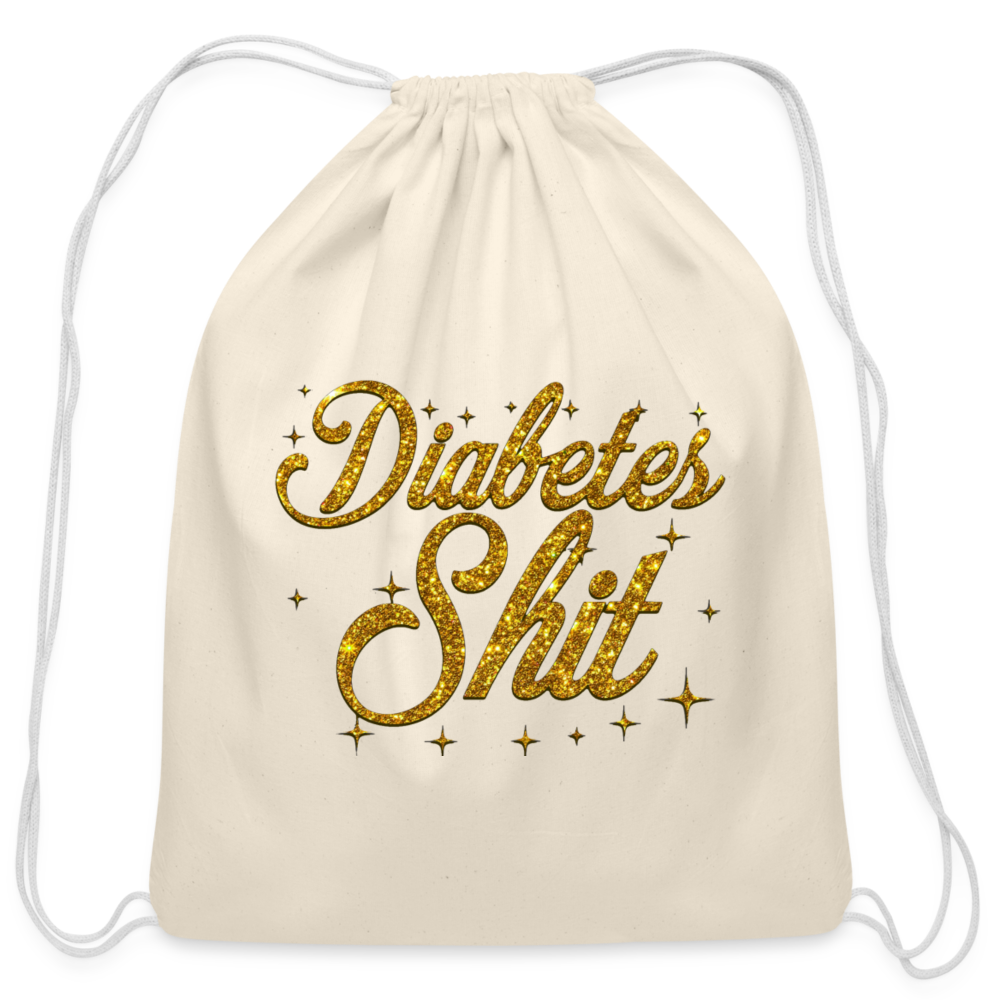 Diabetes Sh*t Go Bag : Cotton Diabetes Awareness Drawstring Satchel - natural