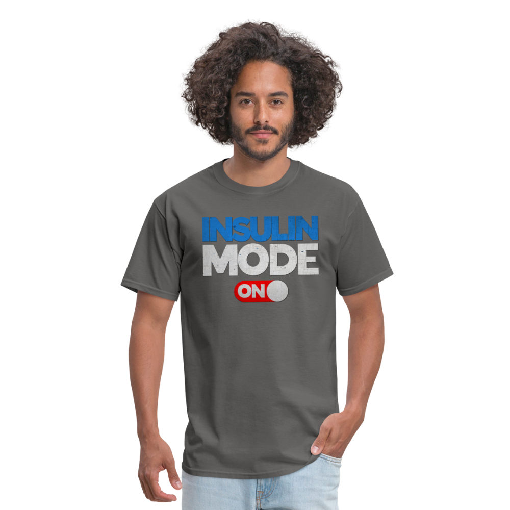 Insulin Mode "ON" Adult Diabetic Humor Unisex T-Shirt - charcoal