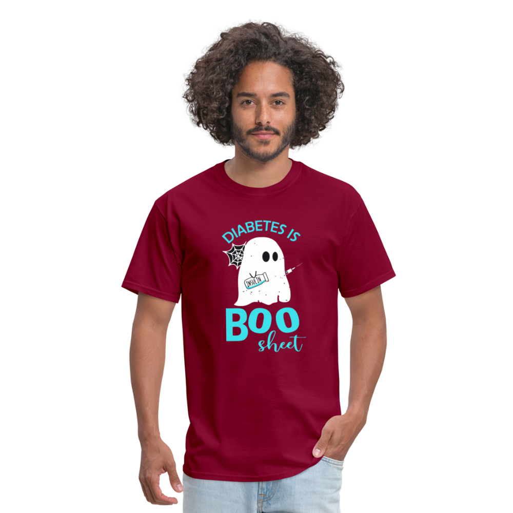 Diabetes Is Boo Sheet Funny Diabetic Halloween Humor Unisex T-Shirt - burgundy