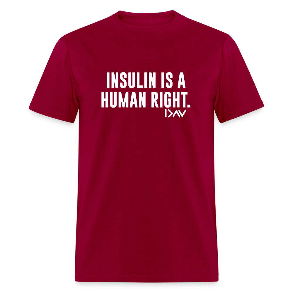 Insulin Is A Human Right Diasbetes Awarness Adult Unisex Classic T-Shirt - dark red