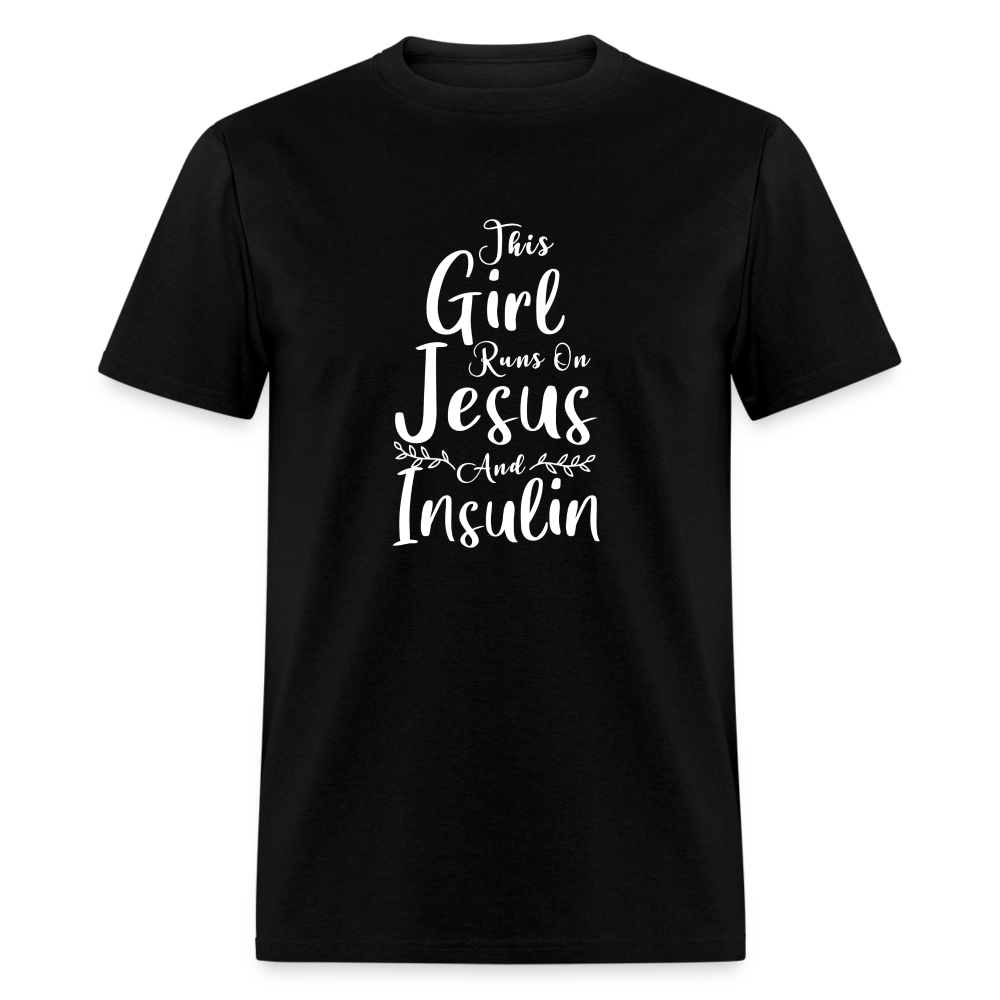 This Girl Runs On Jesus And Insulin Diabetes Awareness Unisex Classic T-Shirt - black