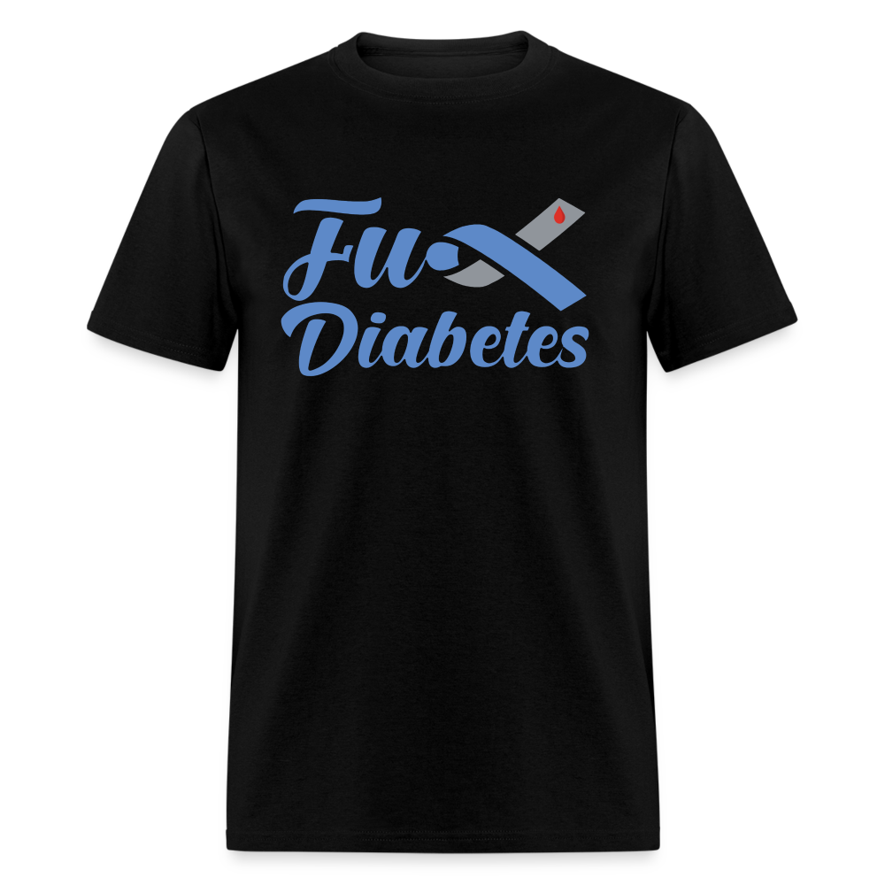 Fu*K Diabetes Blue Ribbon Diabetic Awareness Unisex T-Shirt - black