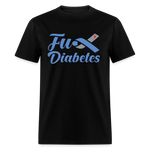 Fu*K Diabetes Blue Ribbon Diabetic Awareness Unisex T-Shirt - black