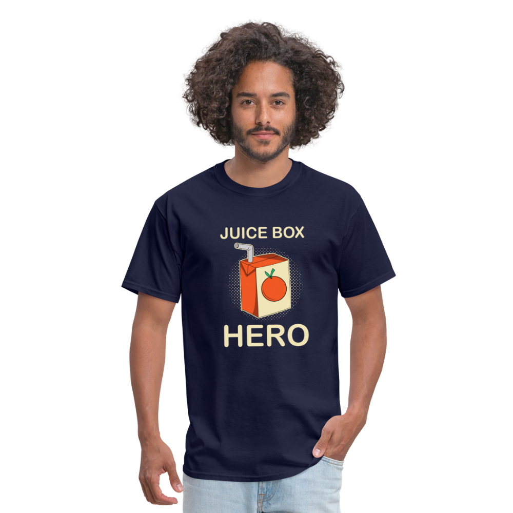 Juice Box Hero Diabetic Humor T1D Funny Unisex Softstyle Adult T-Shirt - navy