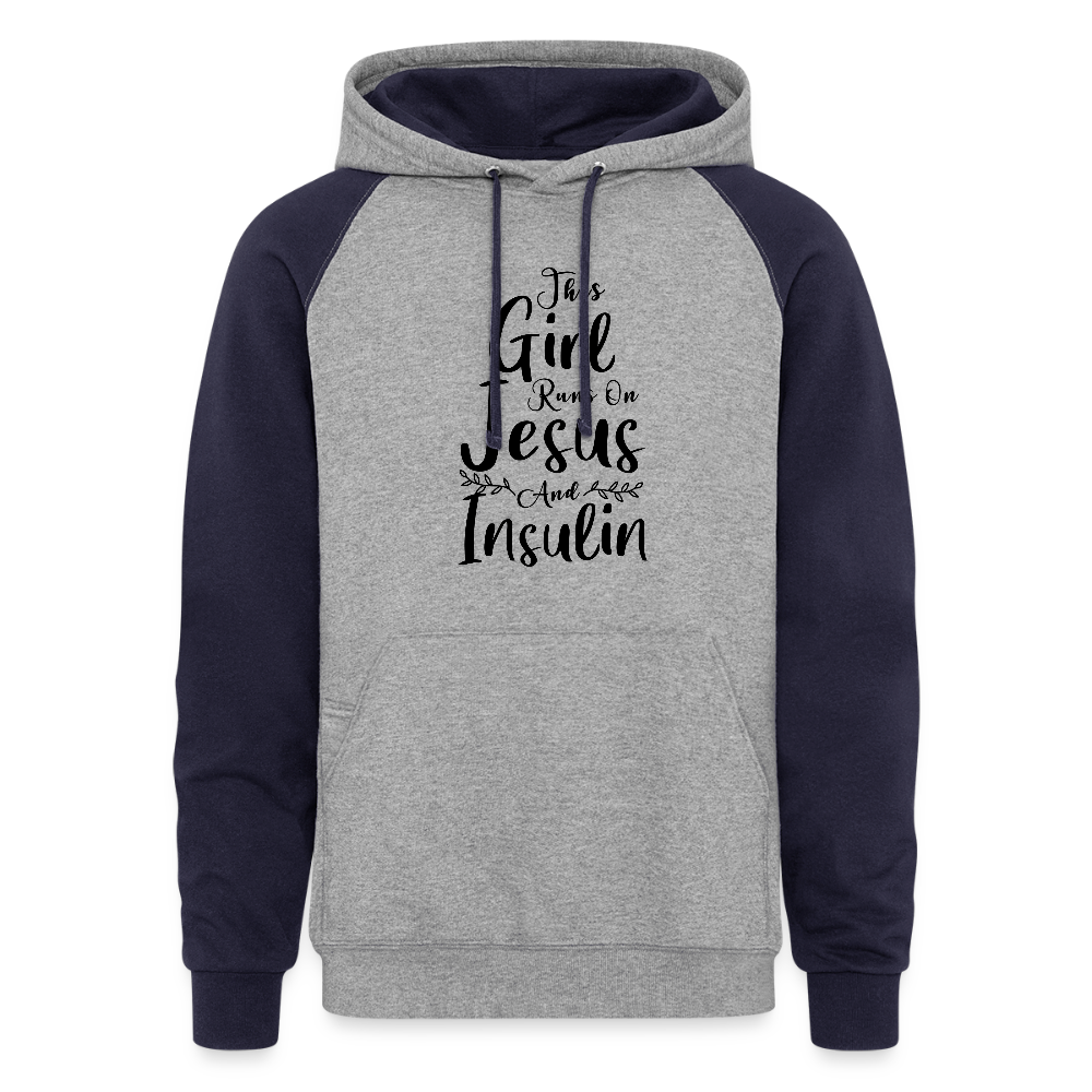 This Girl Runs On Jesus And Insulin Diabetic Warrior Premium Hoodie - heather gray/navy