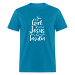 This Girl Runs On Jesus And Insulin Diabetes Awareness Unisex Classic T-Shirt - turquoise