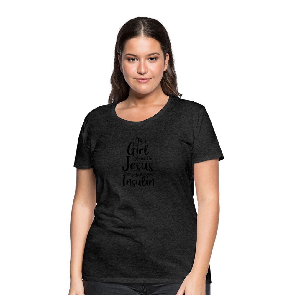 This Girl Runs On Jesus & Insulin Women’s Comfort T-Shirt - charcoal grey