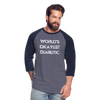 Worlds Okayest Diabetic Humor Premium Softstyle Unisex Raglan Baseball T-Shirt - heather blue/navy