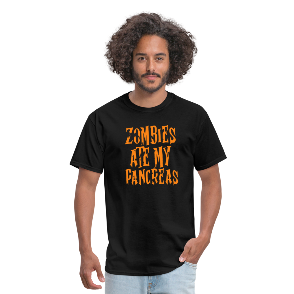 Zombies Ate My Pancreas Diabetic Humor Adult T-Shirt - black