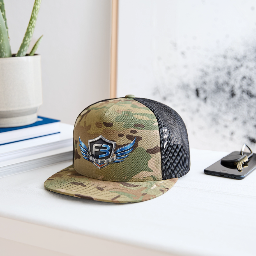Freedom Band Snap Back Trucker Hat - MultiCam\black
