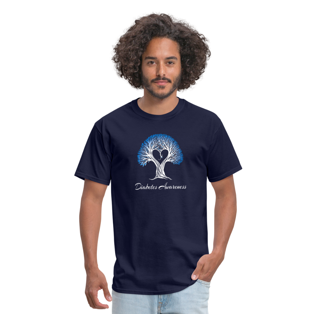 Diabetes Awareness Tree Of Love & Life Unisex T-Shirt - navy