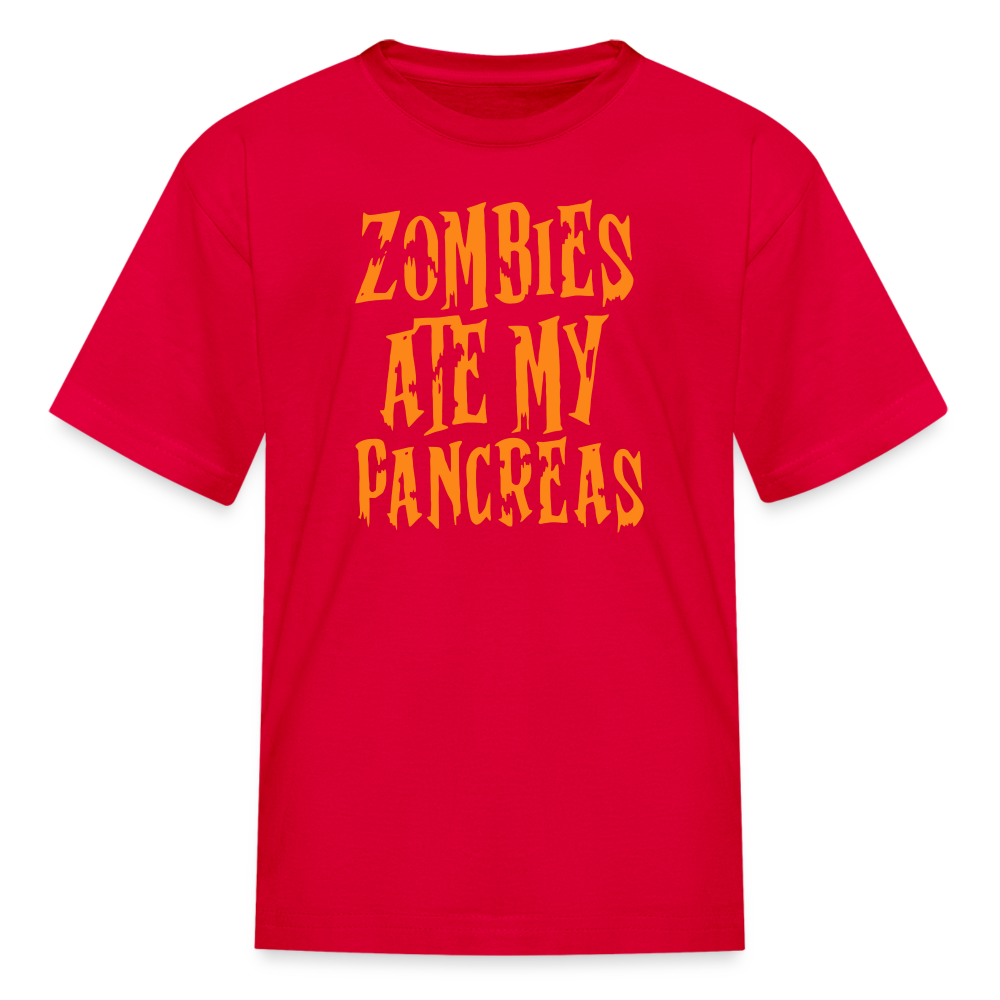 Zombies Ate My Pancreas Halloween Kids' T-Shirt - red